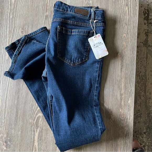 Kenneth Cole Reaction Dark Blue Denim Skinny Mini Boot Jeans Size 10 - Picture 11 of 11